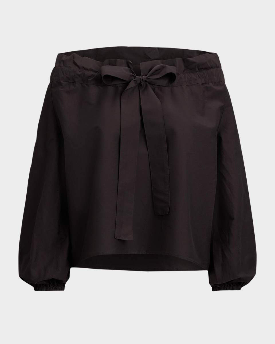 Ruffle-Collar Cotton-Silk Blouse